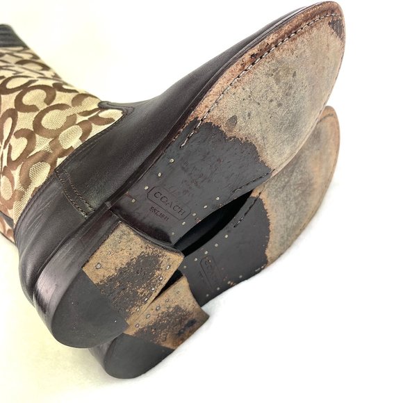 Coach Chrissi Monogram beige brown riding boots - Picture 7 of 9